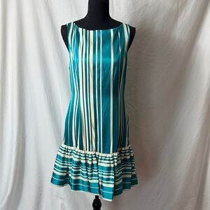 Trina Turk Sleeveless Dress in Teal and Cream